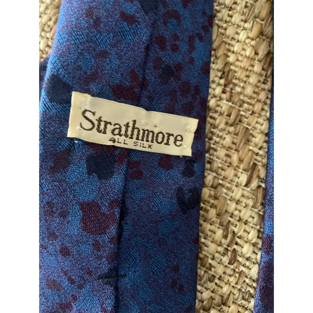 Strathmore All Silk Cobalt Blue with purple abstract splash pattern tie 56